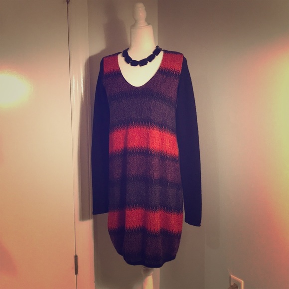 MISS SIXTY MULTICOLOR LONG SlEEVE SWEATER DRESS - Picture 1 of 7
